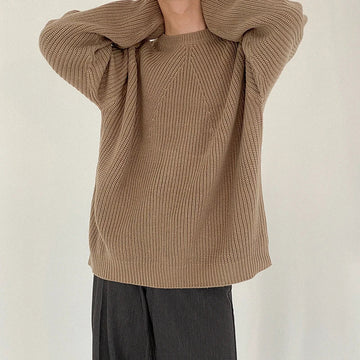 AIDASE  -  Autumn New Casual Bottoming Knit Tops Men's Solid Color Textured Long Sleeve Vintage Sweater For Mens Outdoor Fashion Tees aidase-shop